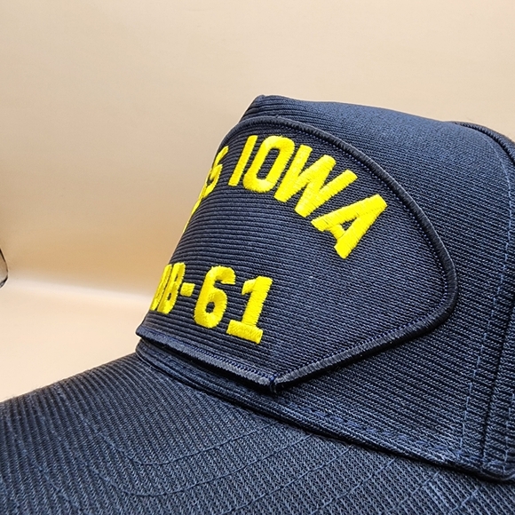USS Iowa BB-61 U.S. Navy Ship Hat Snapback Patch Cap Black Military Eagle Crest - Picture 2 of 5